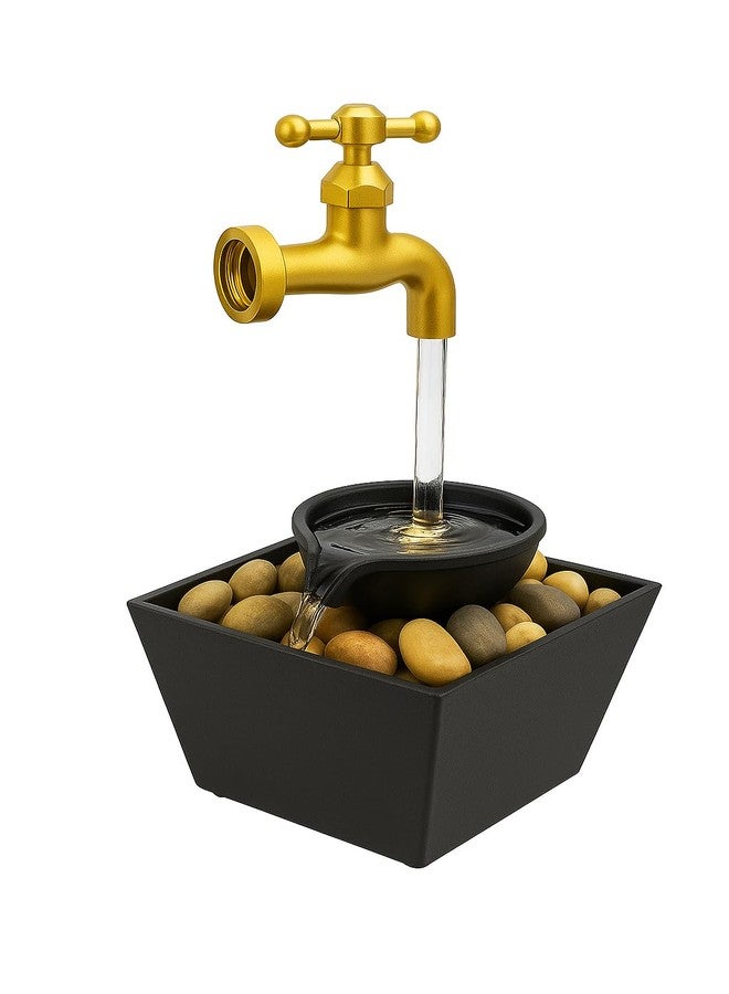 OSFT Floating LED Water Tap Fountain - Magic Illusion Tabletop Waterfall with Flowing LED Light & Decorative Stones | Indoor Home Décor for Bedroom, Office, Living Room | Relaxing Gift Idea - Image 1